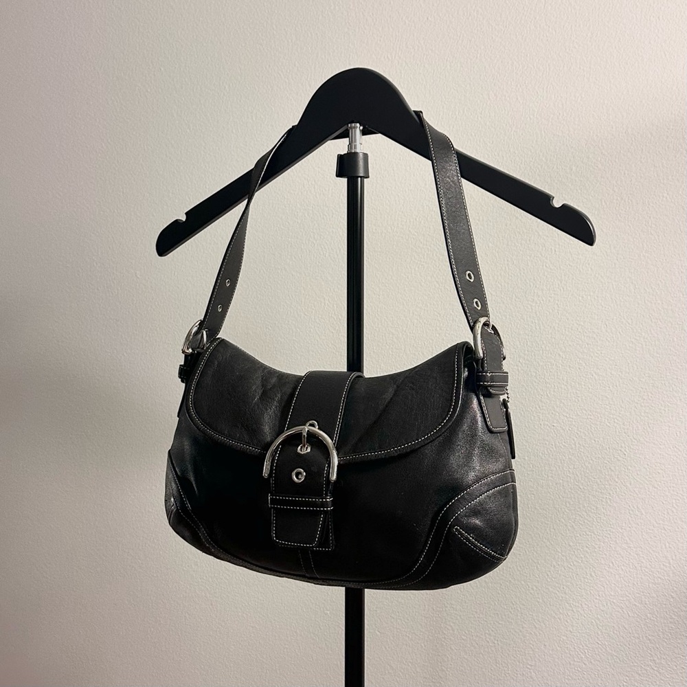 Vintage Y2K Coach Soho 9248 Black Leather Shoulder Bag Large Size - Picture 4 of 10